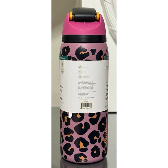 OWALA FreeSip 32oz Stainless Steel Water Bottle, JUNGLE STROLL LEOPARD - Picture 4 of 5